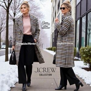 J.Crew Collection large check houndstooth double breasted coat *shop@iamwarrior